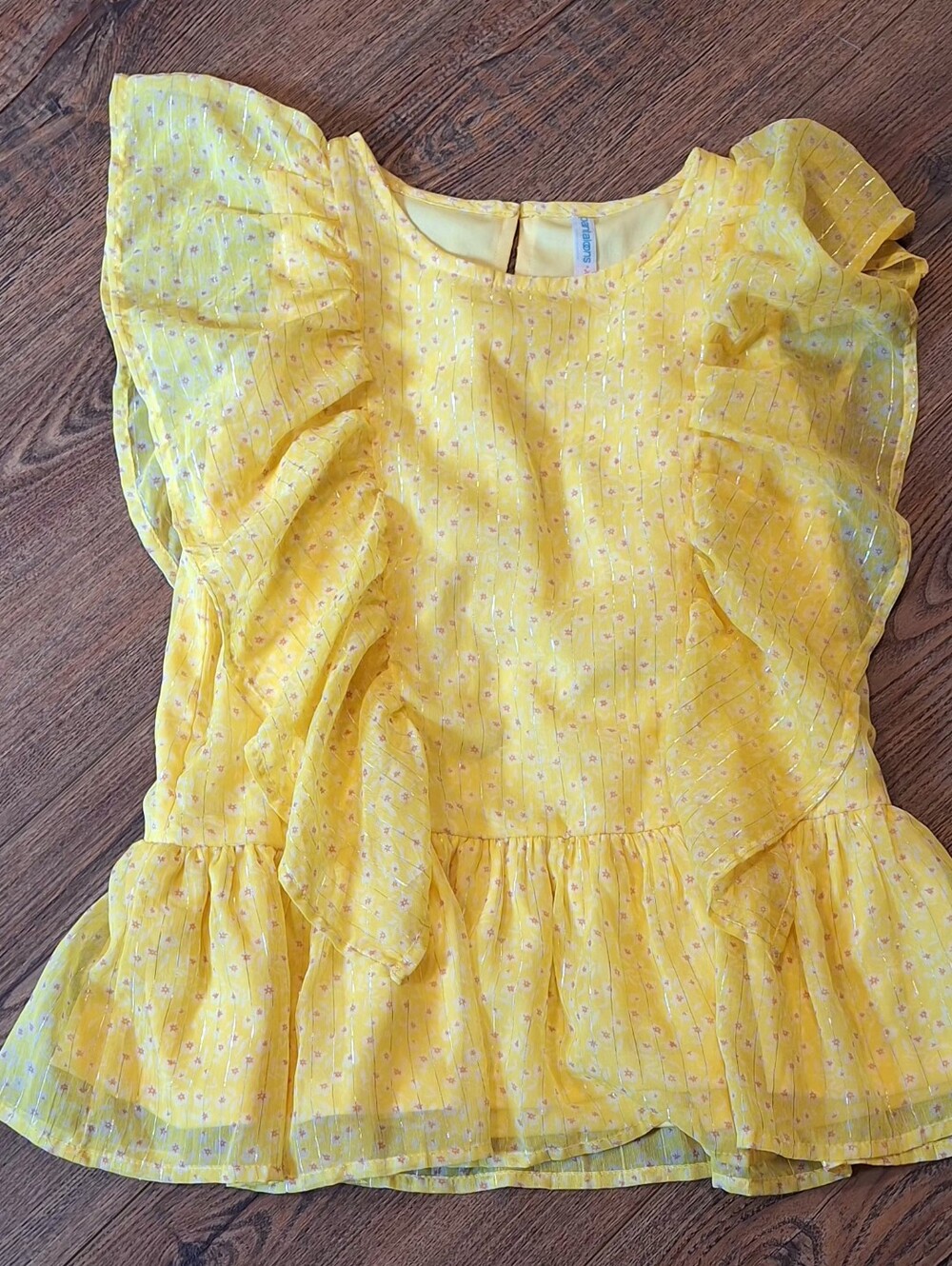 Girls Yellow Ruffle Peplum Top ☆Size 11/12☆